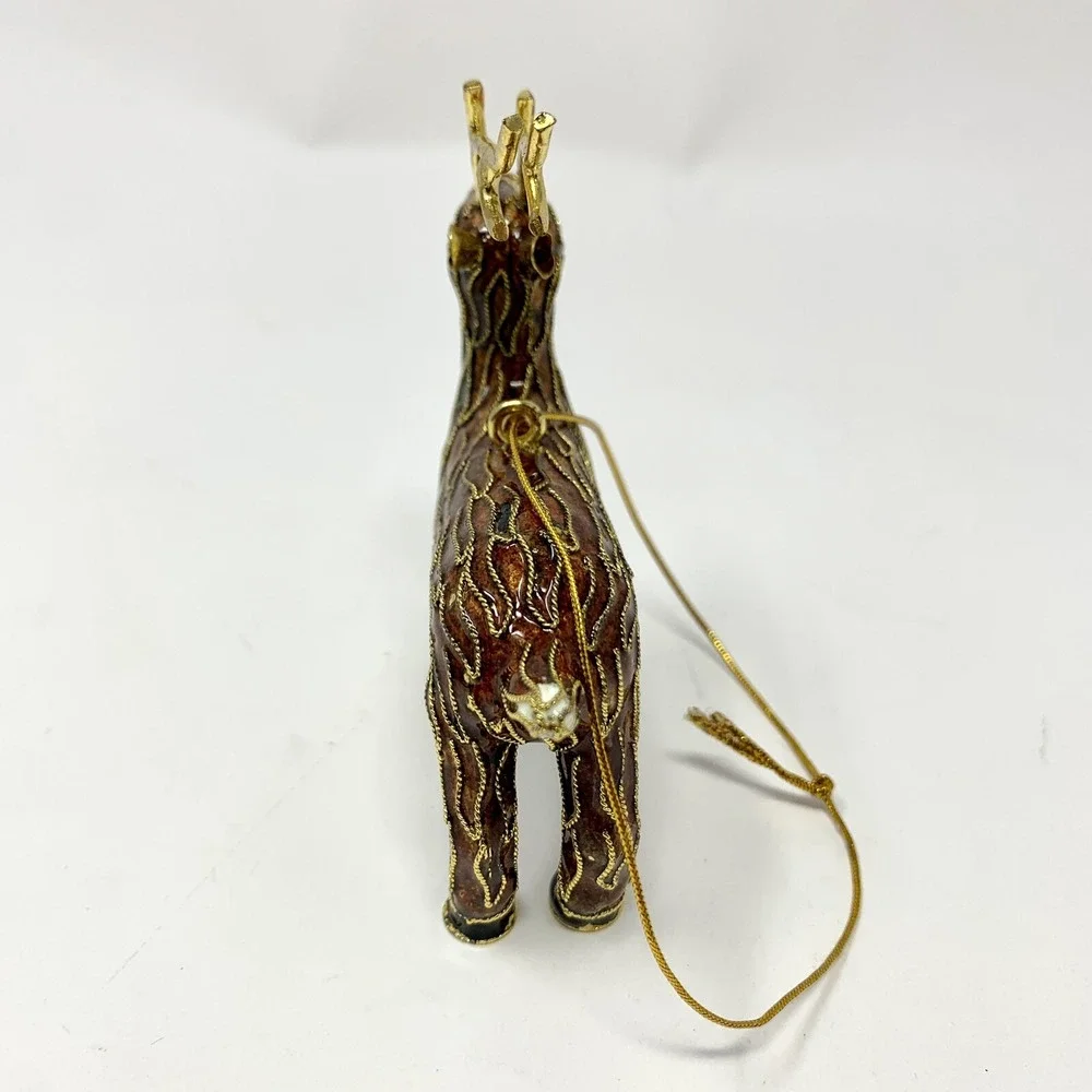POTTERY BARN Cloisonné Style Enamel Reindeer 4